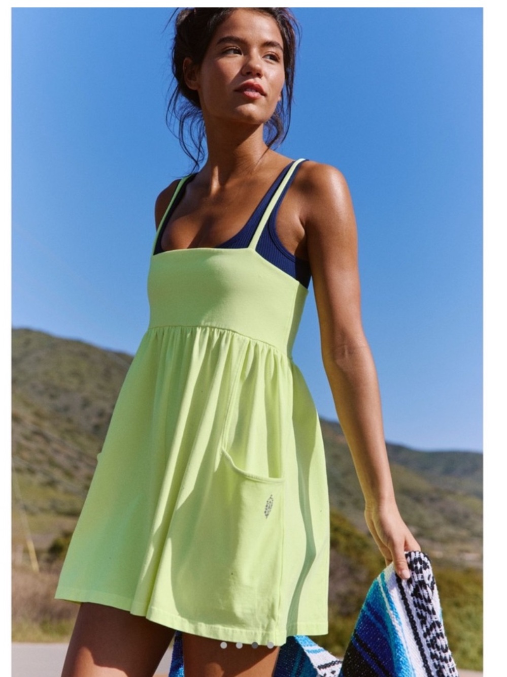 FPMovement Hot Shot Strappy Romper Highlight Yellow NWT Size L